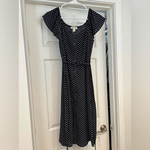 Navy Polka Dot Midi Summer Dress